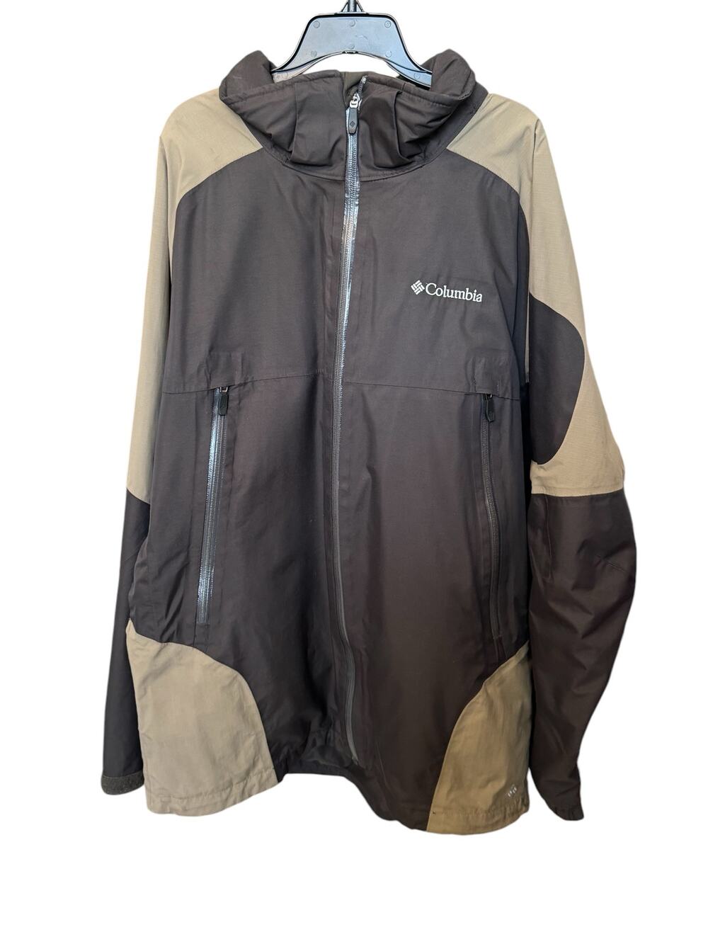 COLUMBIA Men's Brown Tan Colorblock Interchange Windbreaker Jacket Size Large
